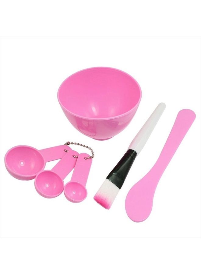 4 in 1 Women Girl Lady Facial Skin Care DIY Mask Make Up Mixing Tool Set Kits Include Bowl Stick Brush Gauge Spoon (Pink)