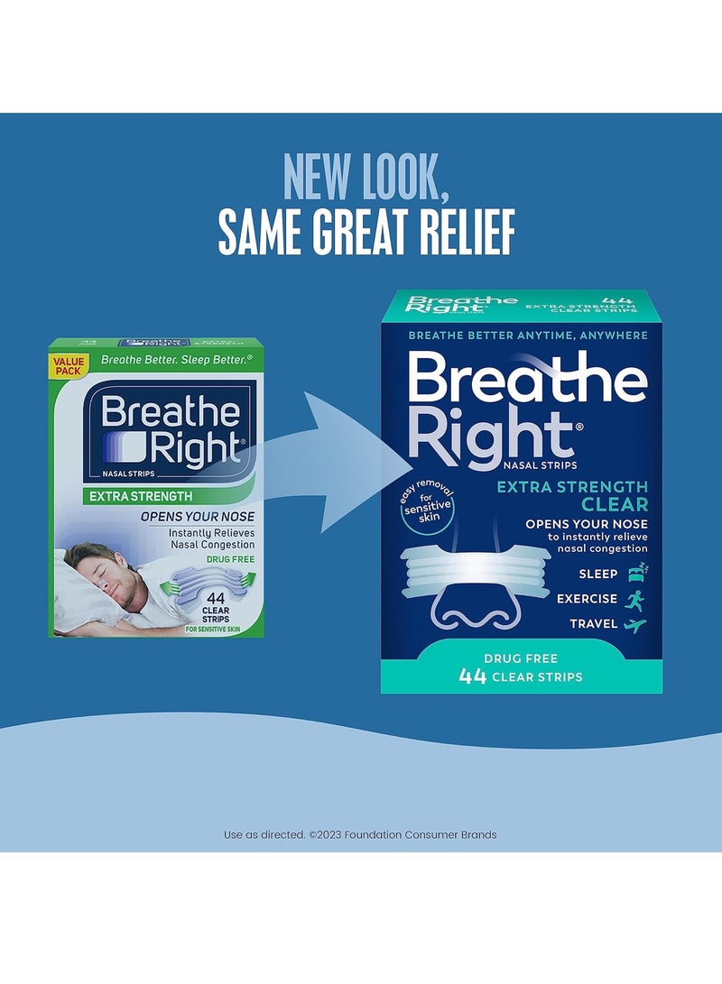 Breathe Right Extra Strength 72 Clear Nasal Strips Sensitive Skin FAST SHIPPING