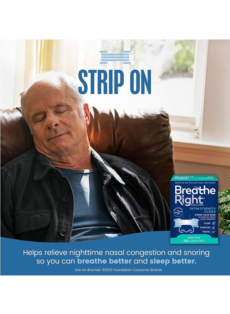 Breathe Right Extra Strength 72 Clear Nasal Strips Sensitive Skin FAST SHIPPING