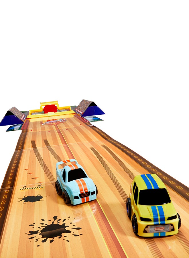 Little Tikes, My First Cars, Crazy Fast 3-in-1 Rollin’ Bowlin’ Racin’ Playset with 2 Exclusive Pullback Toy Car Vehicles, Goes up to 50ft