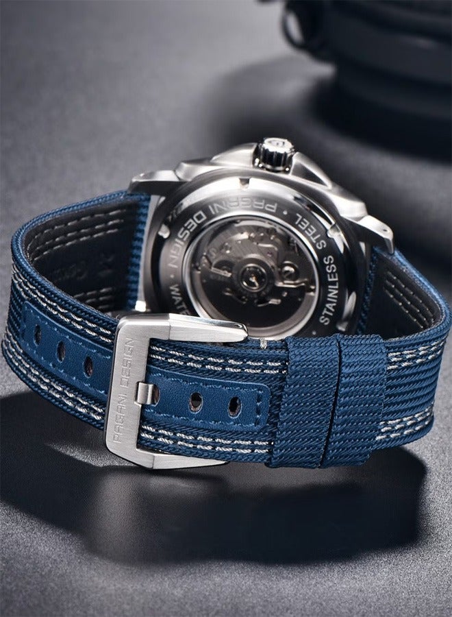 Men's Automatic Mechanical Watches, 43mm Mechanical Frame Waterproof Blue PD1736