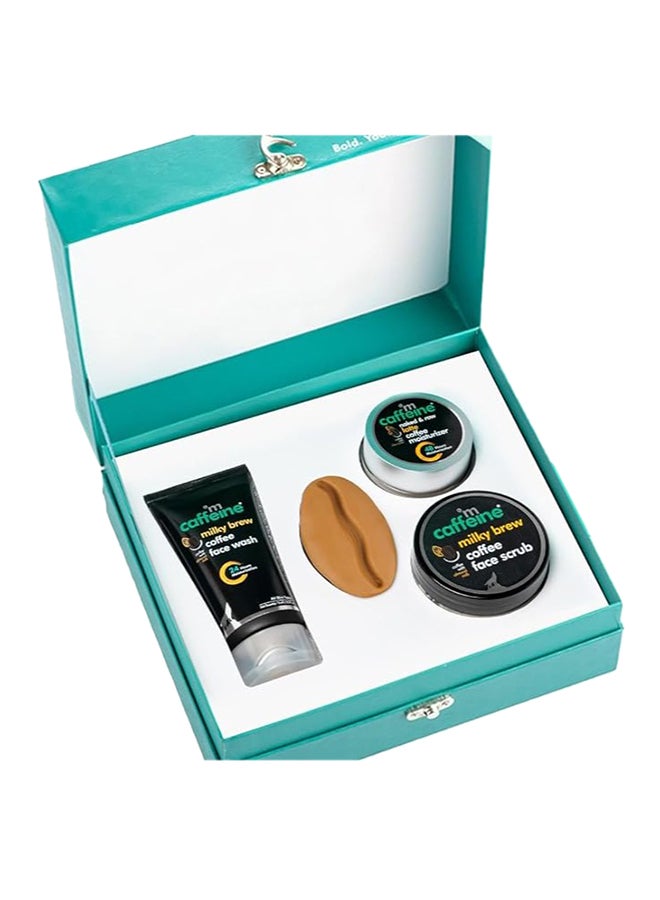 Milky Coffee Brew  Gift Set | With 4 Signature Products - Face Wash, Face Scrub, Face Moisturizer & Bath Soap | Special Unisex Festive Gift for Him & Her
