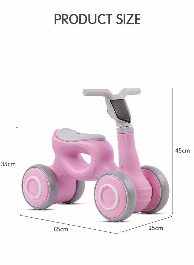 Baby Balance Bike Riding Toys Kids Quad Bike Pedalless Walker with Music and Lights Outdoor Sports Toys with Soft Seat Silence Wheels