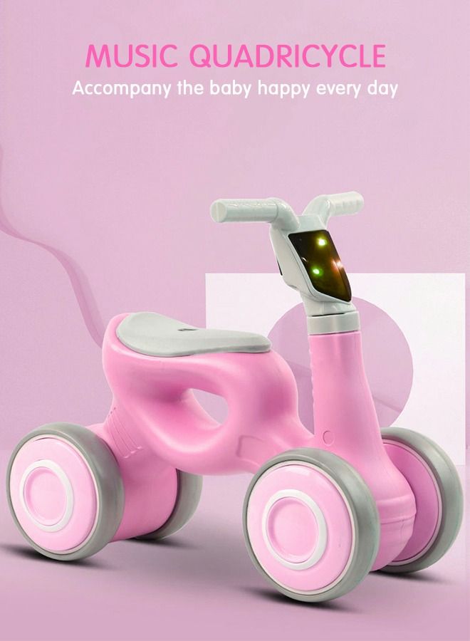 Baby Balance Bike Riding Toys Kids Quad Bike Pedalless Walker with Music and Lights Outdoor Sports Toys with Soft Seat Silence Wheels