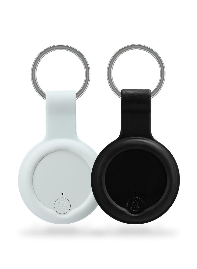 2 Pack Bluetooth Key Finder Locator, Mini Anti Lost Item Finder Tag Key Tracker Alarm For Pet, Key, Wallet, Luggage, Compatible With Ios And Android, Incl Silicone Protective Cases (White and Black)