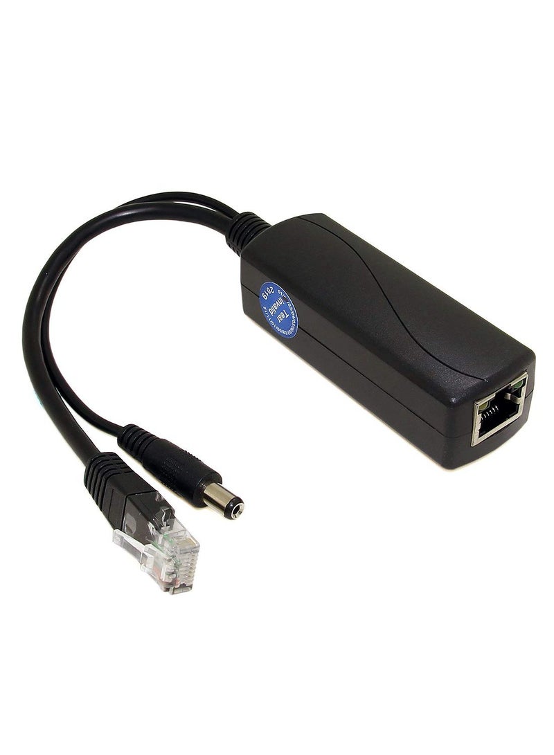 Gigabit PoE Splitter 12V 2A Output with IEEE 802.3af/at Standard Compliant 10,100,1000Mbps Power over Ethernet Splitter Adapter for Security Camera CCTV Surveillance 5.5x2.1mm DC Plug Cable (PS5712TG)