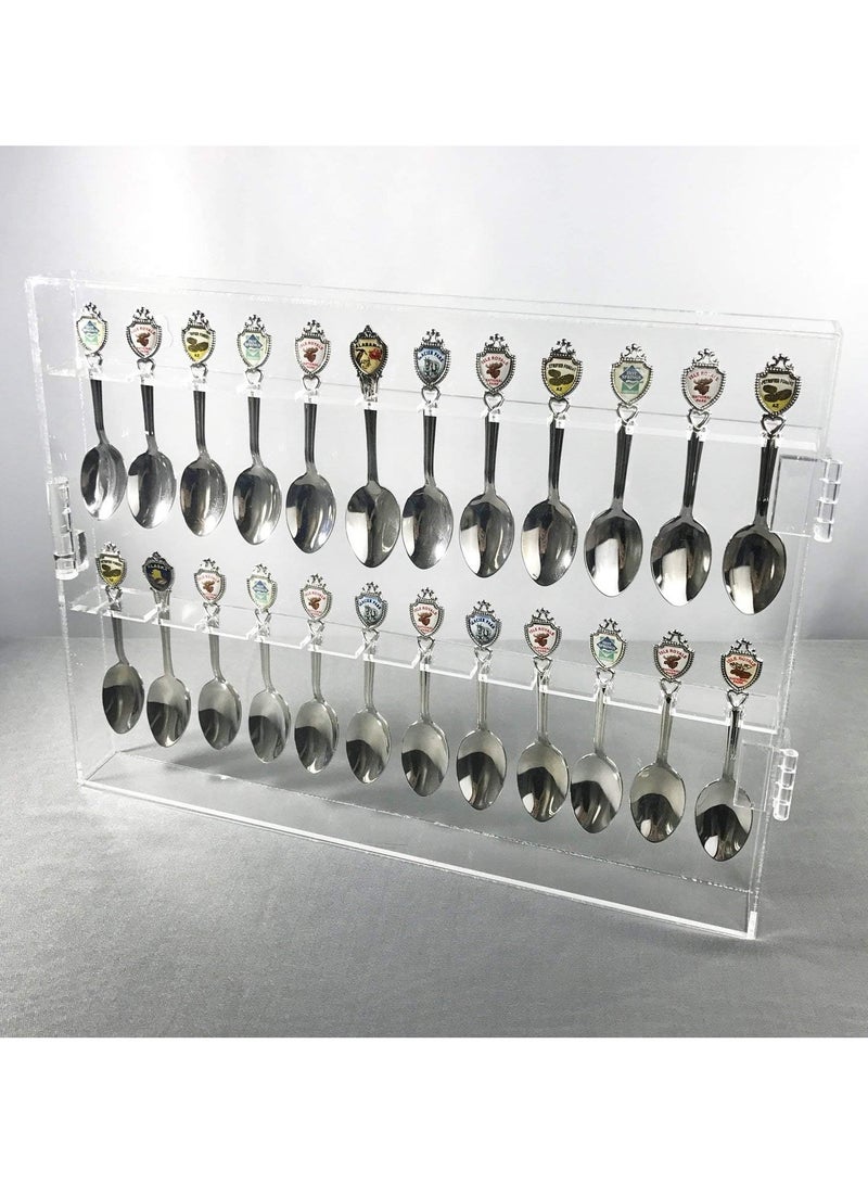 Premium Acrylic Souvenir Spoon Display Case, Wall Mountable Spoon Collections Organizer Storage Holder, Tea Spoon Storage Display Box, 13 7/8”W x 1 3/4”D x 10 7/8