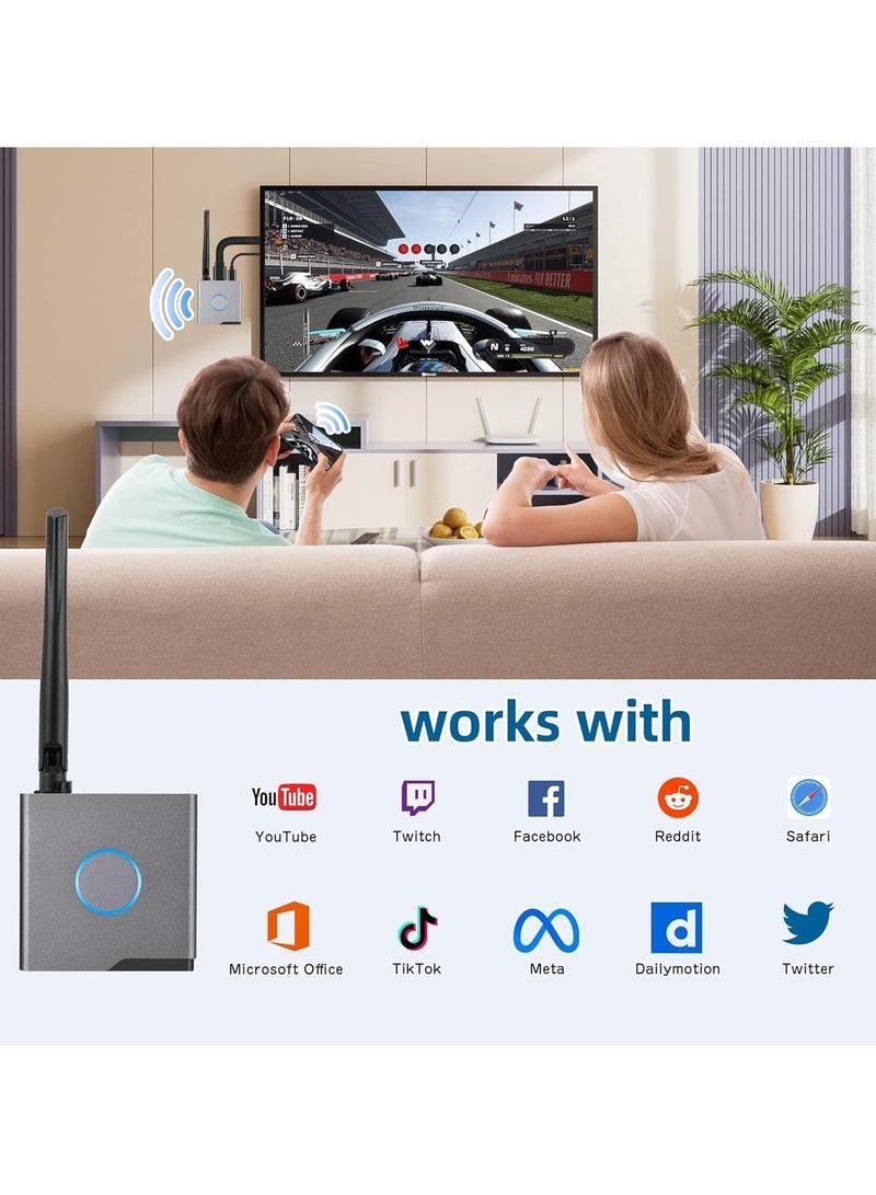 HDMI Display Dongle Adapter 4K, Wireless Receiver, Streaming Media Video/Audio/File HDMI Wireless Extender from Laptop, PC, Smartphone to HDTV Projector Monitor