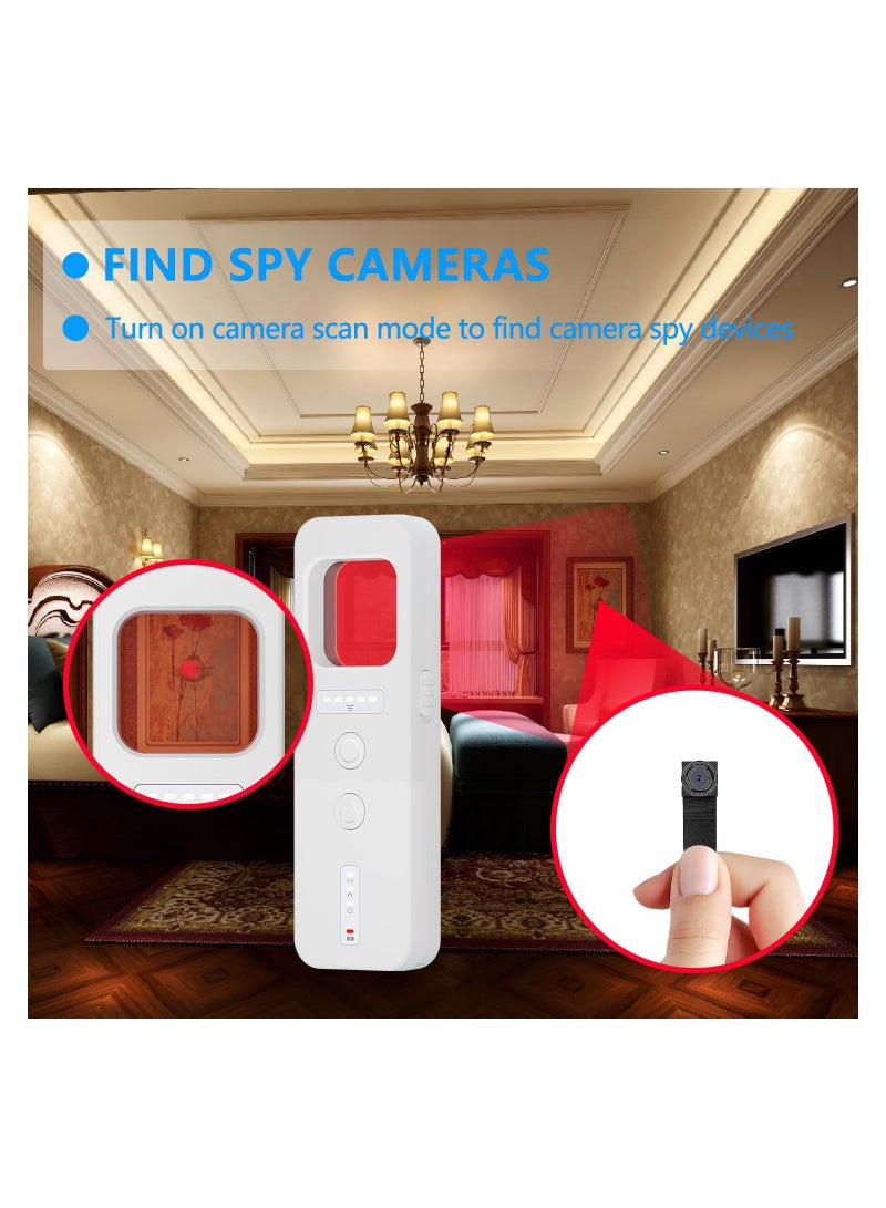 1PCS Hidden Camera Detectors Anti Spy Detector Tracker Detector Infrared Camera Scanner Bug Detector Listening Device Detector RF Signal Scanner Device for Cars Indoor Outroom (White)