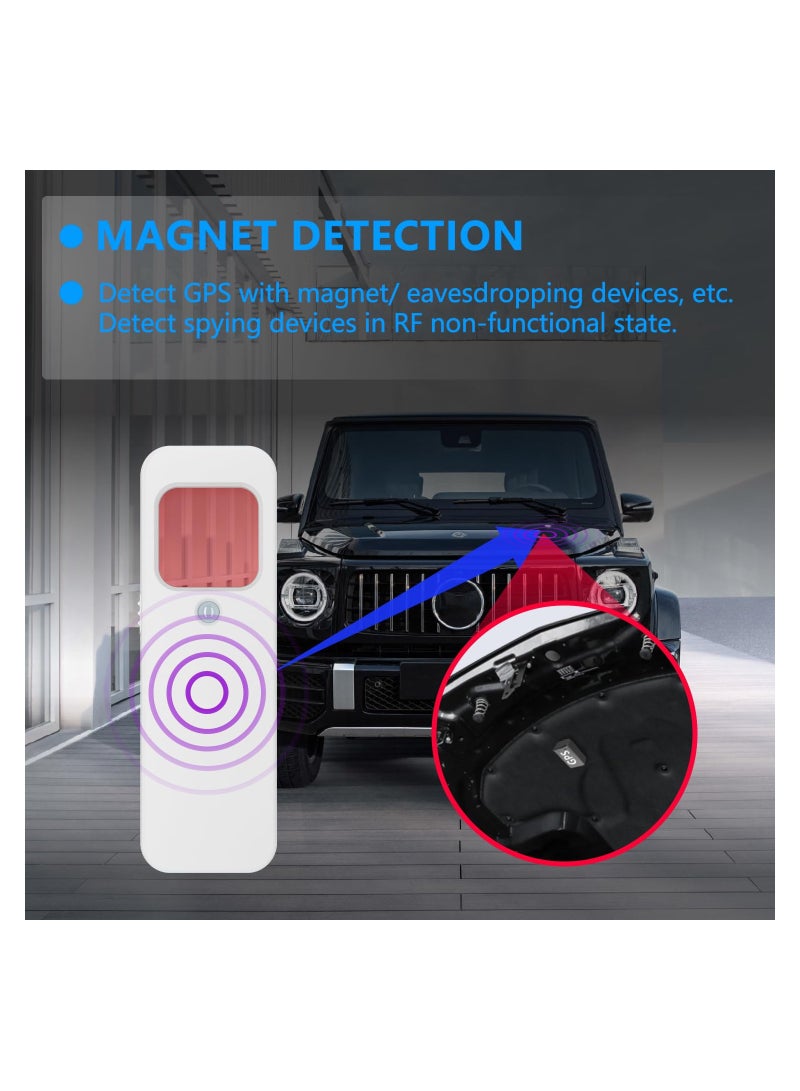 1PCS Hidden Camera Detectors Anti Spy Detector Tracker Detector Infrared Camera Scanner Bug Detector Listening Device Detector RF Signal Scanner Device for Cars Indoor Outroom (White)