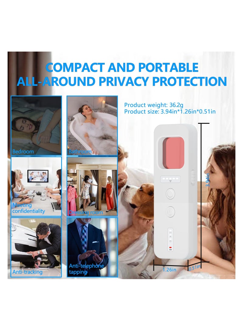 1PCS Hidden Camera Detectors Anti Spy Detector Tracker Detector Infrared Camera Scanner Bug Detector Listening Device Detector RF Signal Scanner Device for Cars Indoor Outroom (White)