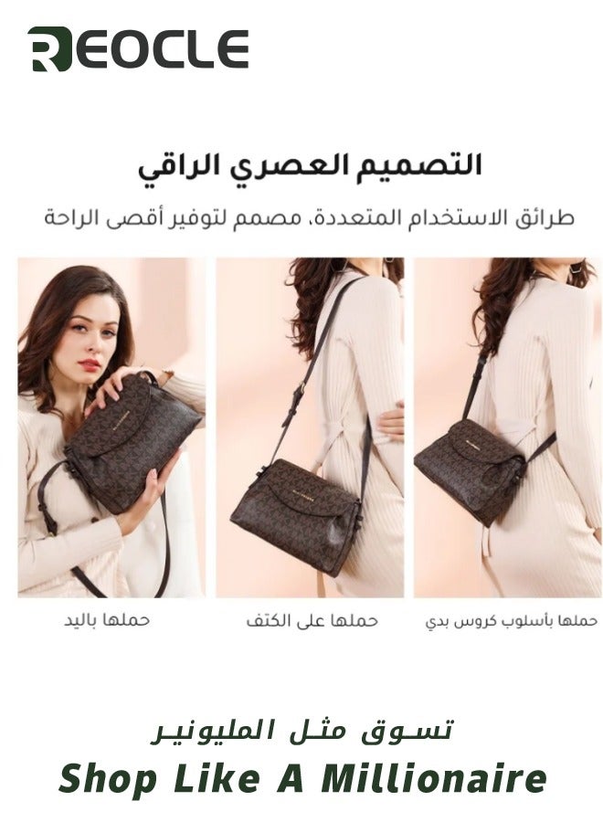 Lady Luxury Retro Letter Diagonal Shoulder Bag PU Leather Span Bag Large Capacity Fashionable and Versatile Crossbody Bag