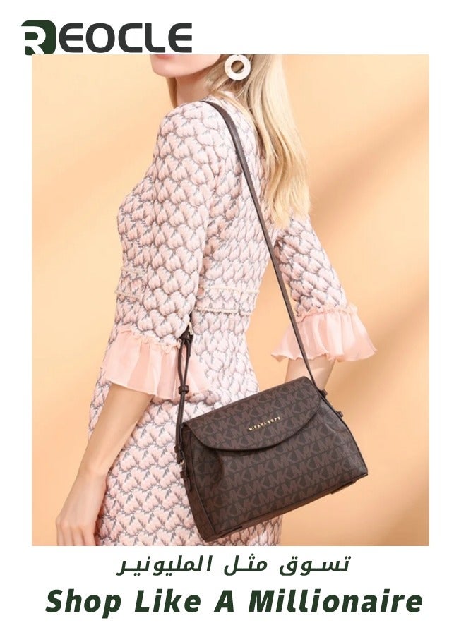 Lady Luxury Retro Letter Diagonal Shoulder Bag PU Leather Span Bag Large Capacity Fashionable and Versatile Crossbody Bag