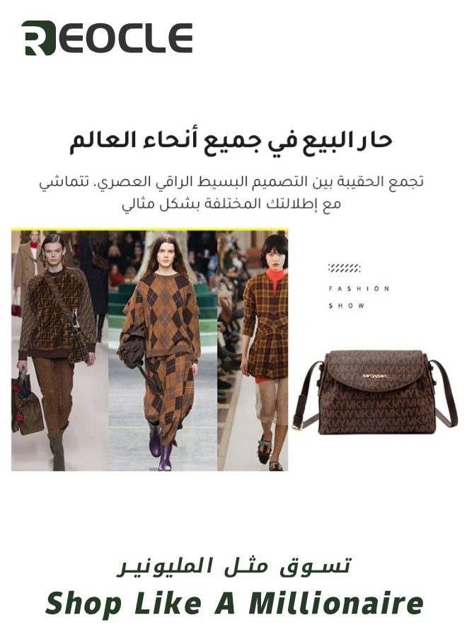 Lady Luxury Retro Letter Diagonal Shoulder Bag PU Leather Span Bag Large Capacity Fashionable and Versatile Crossbody Bag