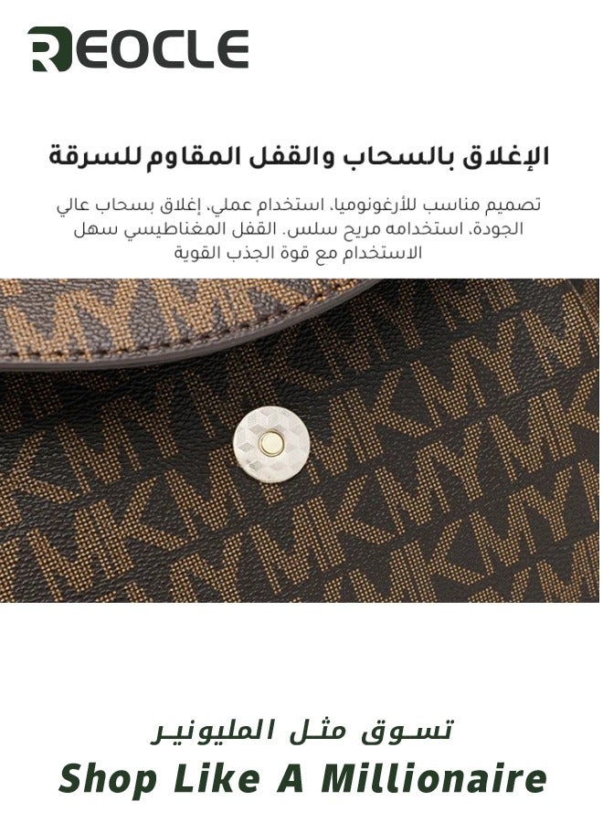 Lady Luxury Retro Letter Diagonal Shoulder Bag PU Leather Span Bag Large Capacity Fashionable and Versatile Crossbody Bag