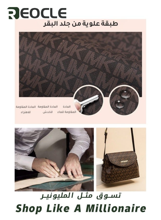 Lady Luxury Retro Letter Diagonal Shoulder Bag PU Leather Span Bag Large Capacity Fashionable and Versatile Crossbody Bag