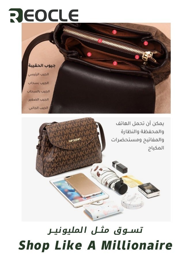 Lady Luxury Retro Letter Diagonal Shoulder Bag PU Leather Span Bag Large Capacity Fashionable and Versatile Crossbody Bag