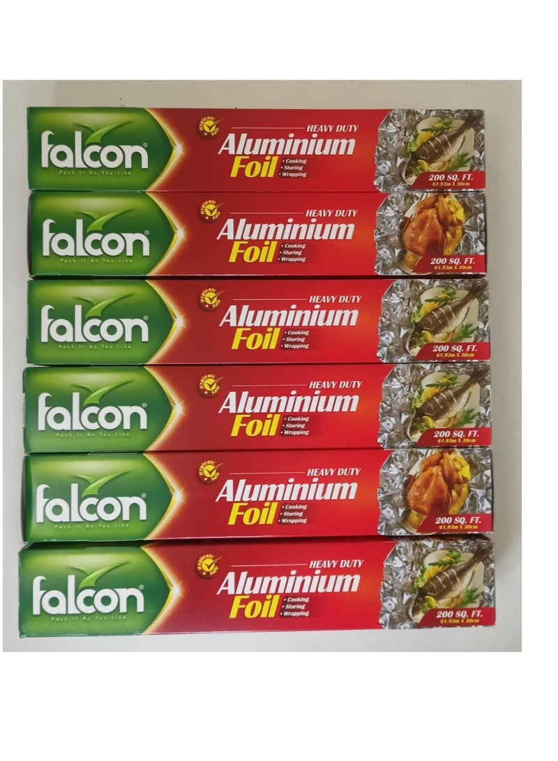 Falcon  Pack Of 6 x 200 SQ Aluminum Foil 61.93 X 30cm