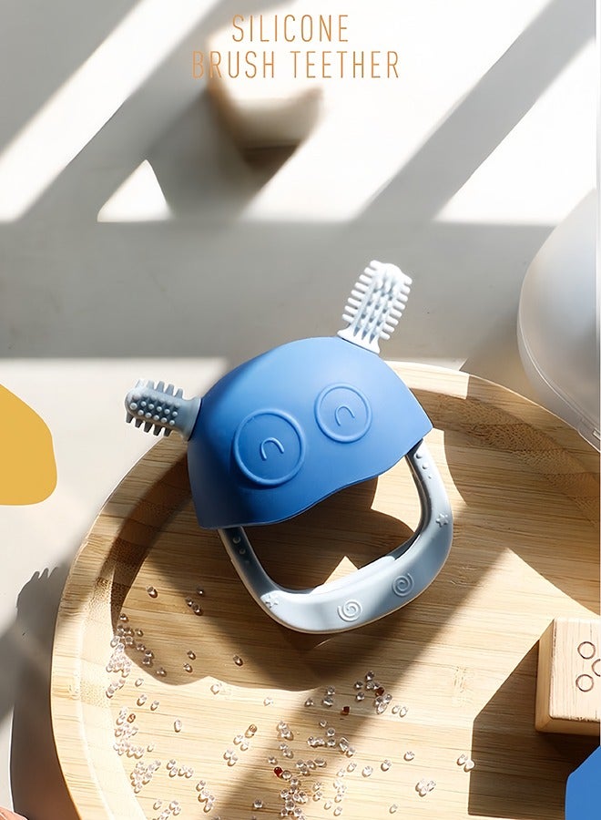 Mini-Monster Baby Teething Toy in Blue (From 3 Months) - Platinum Silicone, Non-Toxic & Easy to clean