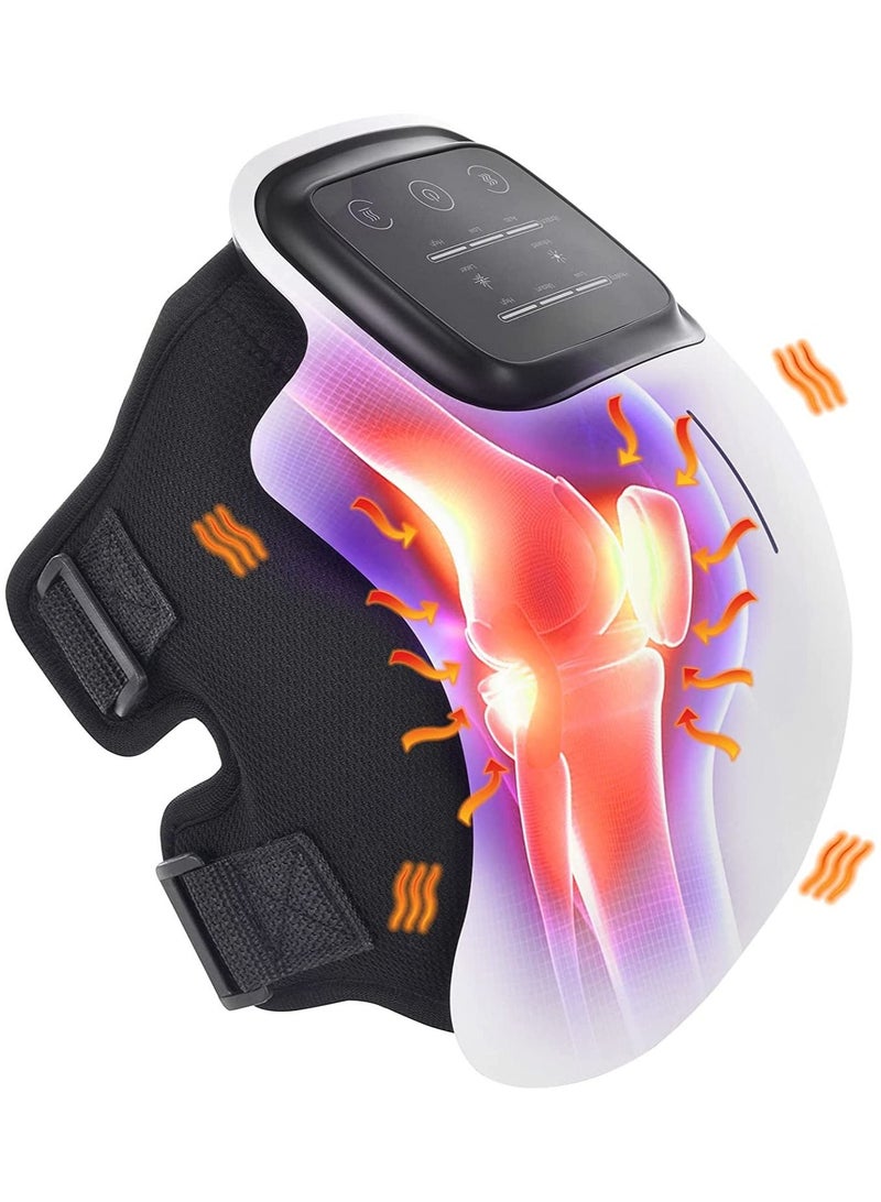 Wireless Knee Massager, Infrared Heat and Vibration Knee Pain Relief for Swelling Stiff Joints, Stretched Ligament and Muscles Injuries