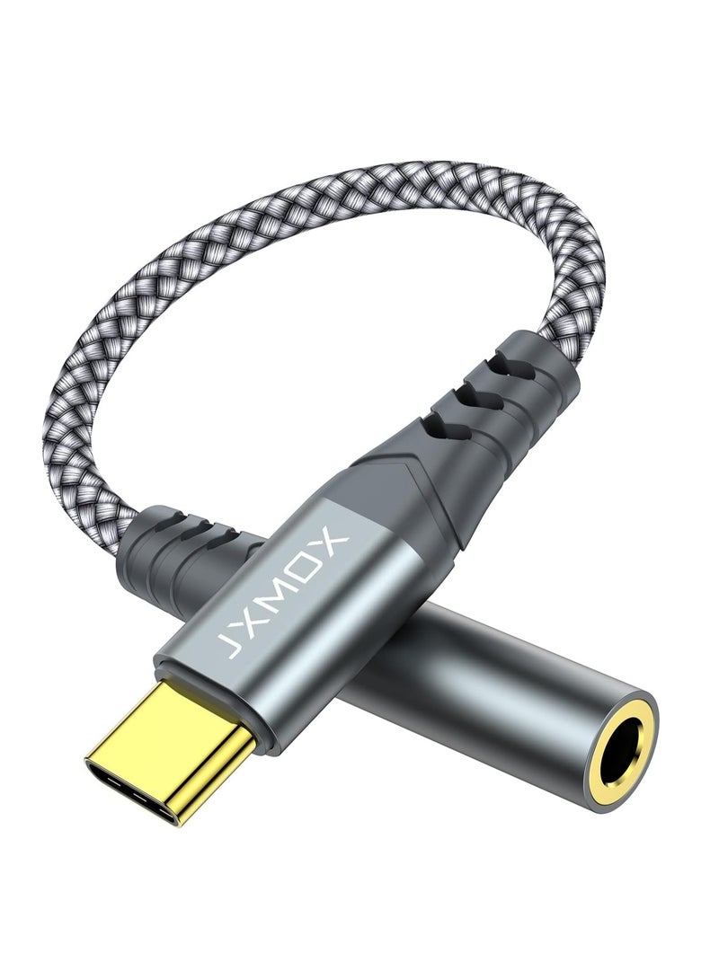 JXMOX USB Type C to 3.5mm Female Headphone Jack Adapter,USB C to Aux Audio Dongle Cable Cord Compatible with iPhone 15 Plus/15 Pro Max, Samsung Galaxy S24 S23 S22 S21 Ultra, Pixel, iPad Pro, MacBook