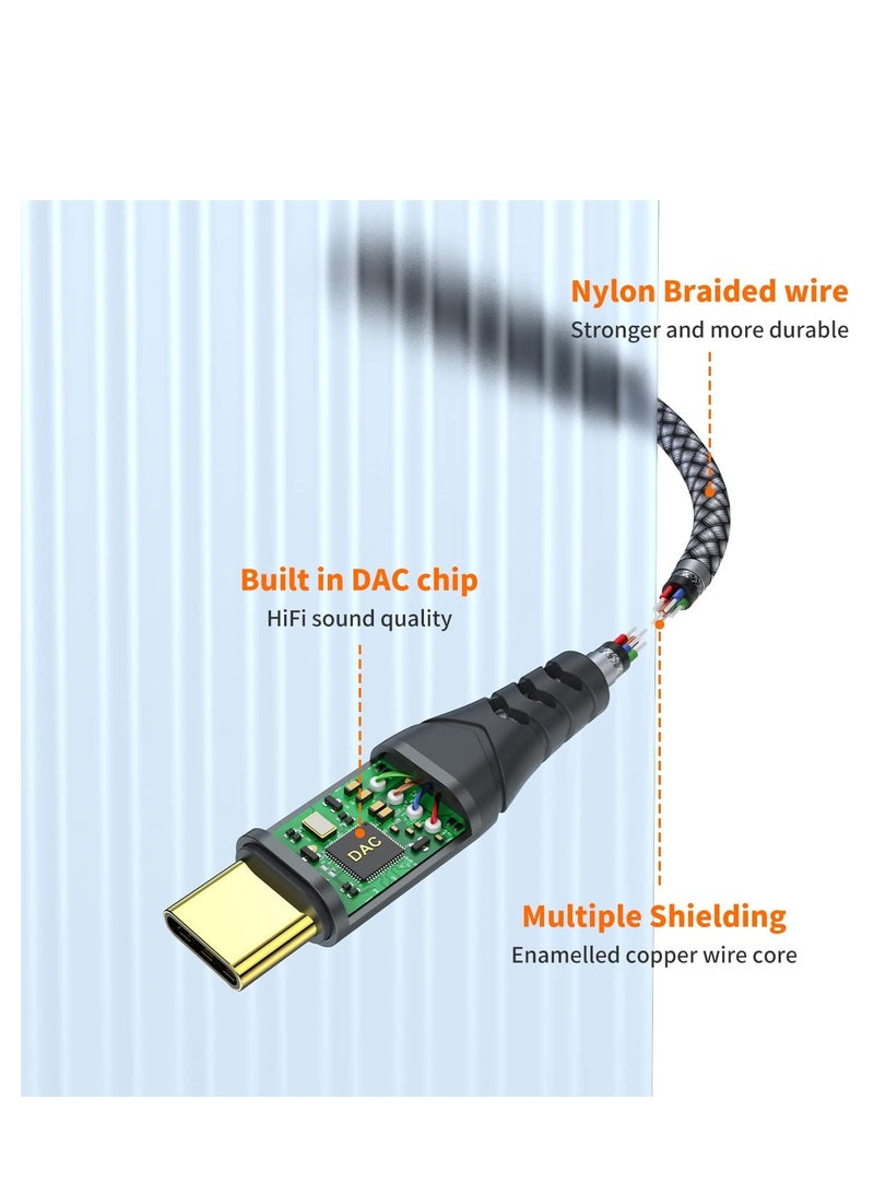 JXMOX USB Type C to 3.5mm Female Headphone Jack Adapter,USB C to Aux Audio Dongle Cable Cord Compatible with iPhone 15 Plus/15 Pro Max, Samsung Galaxy S24 S23 S22 S21 Ultra, Pixel, iPad Pro, MacBook