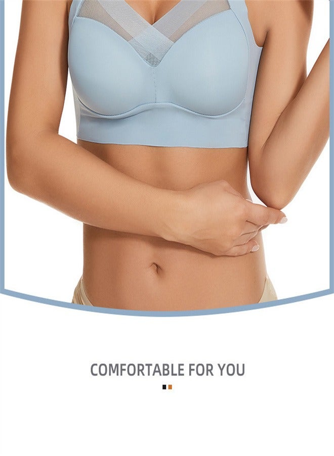 Thin And Breathable Vest Underwear Without Steel Rings Light Blue