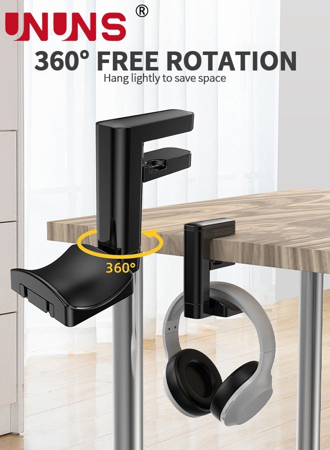 Headphone Holder Hanger For All Headphone/Controller,Gaming Earphones Stand With 360° Rotating,Adjustable Arm Clamp,Cable Clip Organizer,Desk Stand Compatible With Beats/AirPods Max/Sony