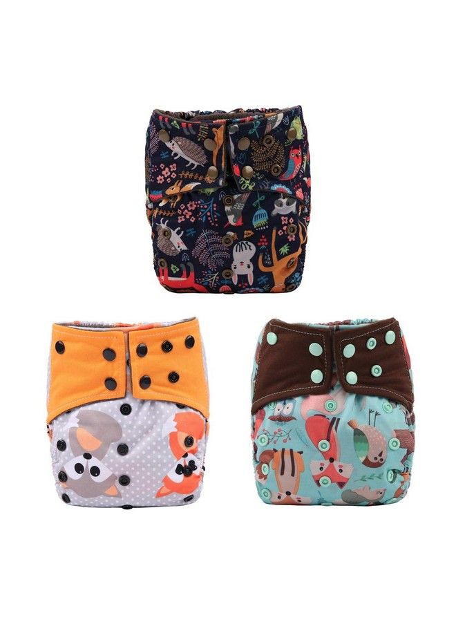 Aill In One Night Aio Cloth Diaper Nappy Sewn In Insert Reusable Washable (Animal Pack)