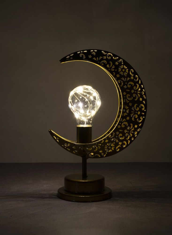 Golden Table Lamp Bulb Suitable For Living Room, Bedroom And Outdoor Perfect Festive Gift For Home Decoration In Ramadan, Eid, Birthdays, Weddings, Housewarming Battery Operated