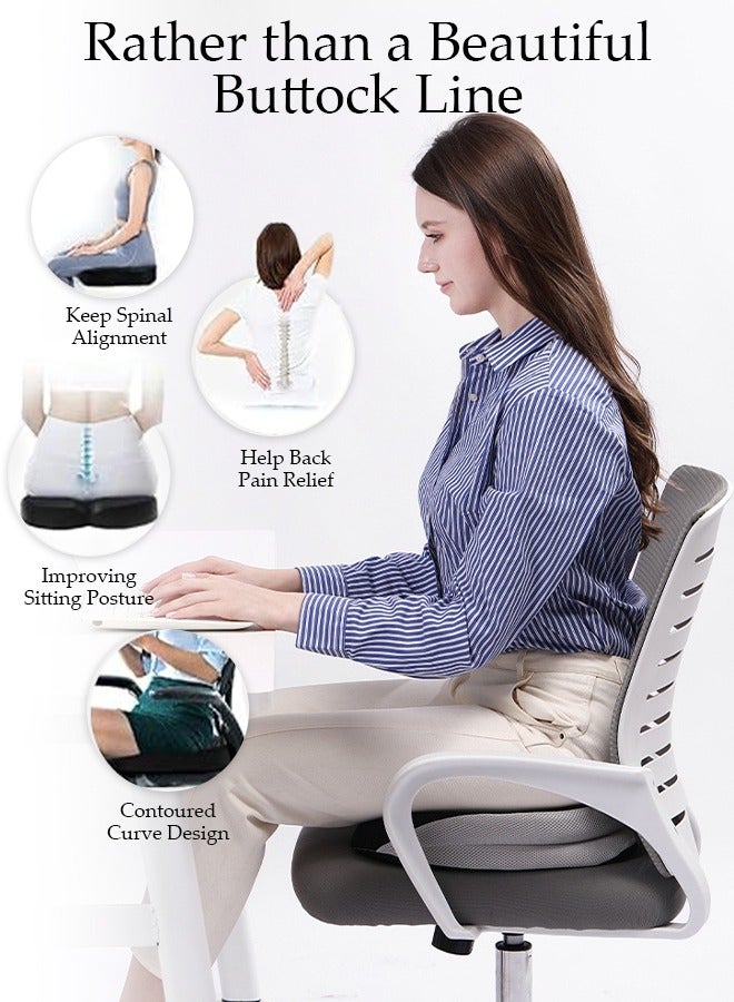 Memory Foam Seat Cushion for Long Sitting,Chair Cushion for Sciatica and Lower Back Pain Relief, Comfortable Coccyx Cushion for Home Office Chair Pad, Car Seat, Wheelchair