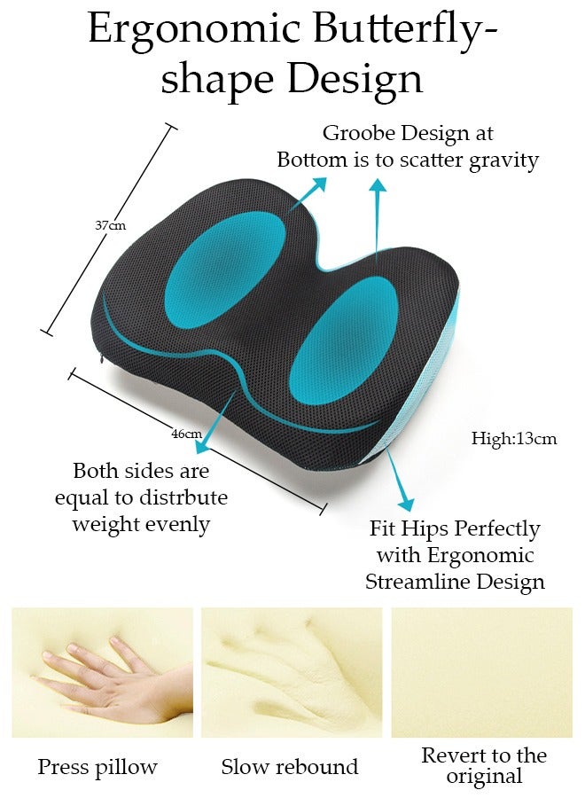 Memory Foam Seat Cushion for Long Sitting,Chair Cushion for Sciatica and Lower Back Pain Relief, Comfortable Coccyx Cushion for Home Office Chair Pad, Car Seat, Wheelchair