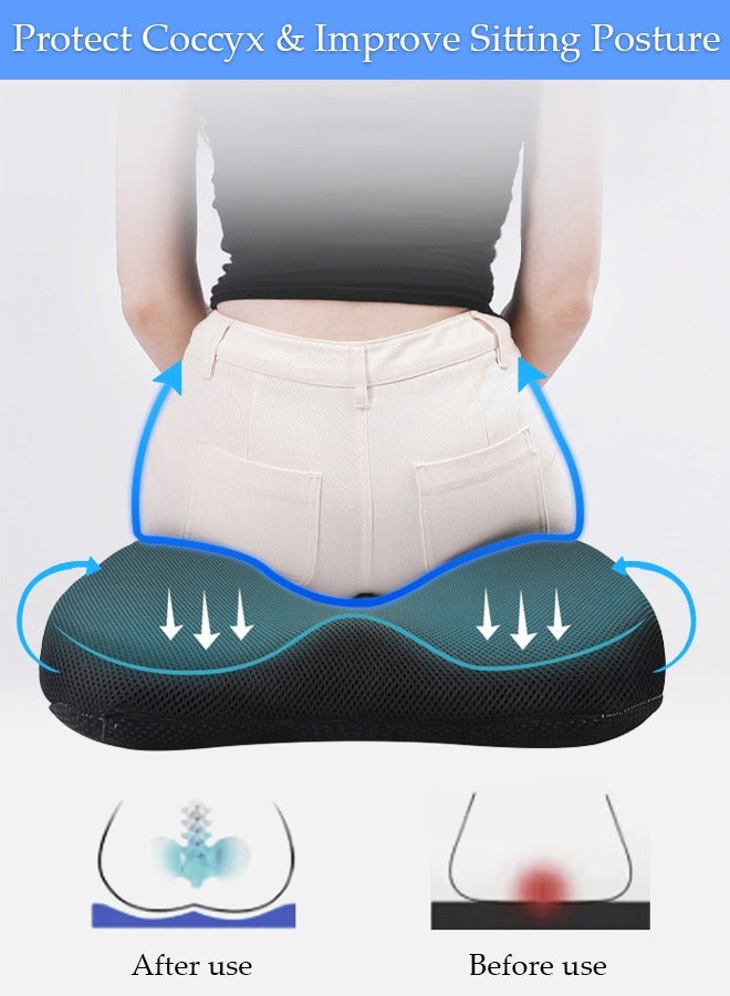 Memory Foam Seat Cushion for Long Sitting,Chair Cushion for Sciatica and Lower Back Pain Relief, Comfortable Coccyx Cushion for Home Office Chair Pad, Car Seat, Wheelchair