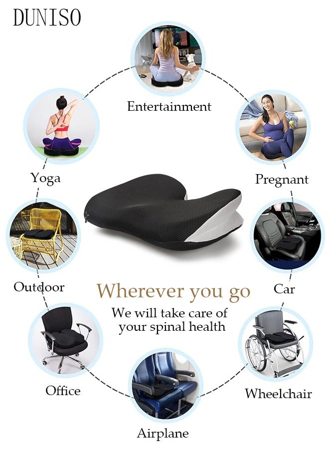 Memory Foam Seat Cushion for Long Sitting,Chair Cushion for Sciatica and Lower Back Pain Relief, Comfortable Coccyx Cushion for Home Office Chair Pad, Car Seat, Wheelchair