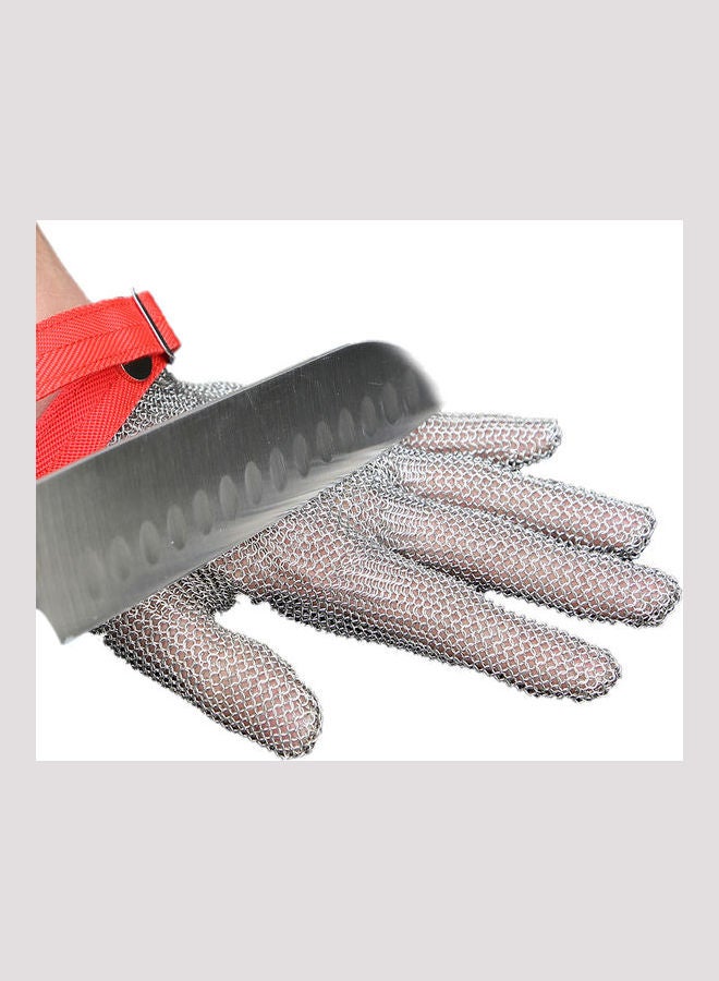 High-Quality 304L Stainless Steel Mesh Knife Cut Resistant Chain Grey/Red