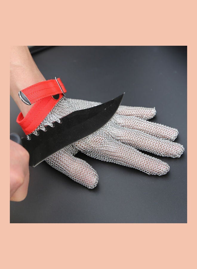 High-Quality 304L Stainless Steel Mesh Knife Cut Resistant Chain Grey/Red