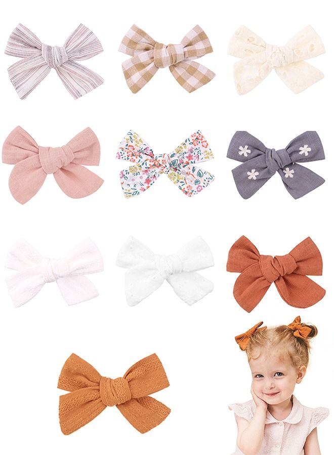 10 Colors Baby Cute Girls Bows Design Hair Clips, Fully Lined Fashion Hair Barrettes Accessories, Barrettes Handmade Accessories Alligator Clip for Babies Infant Toddlers Little Kids Teens