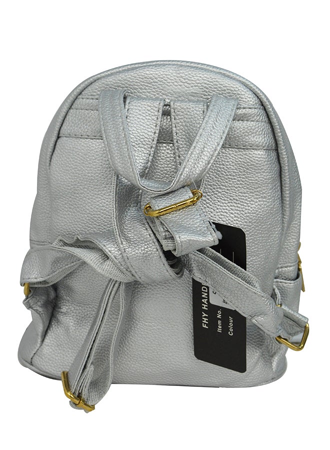 Split Leather Backpack Silver