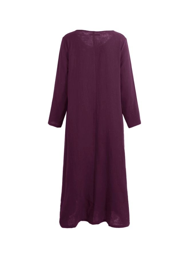 Solid V-Neck Maxi Dress Purple