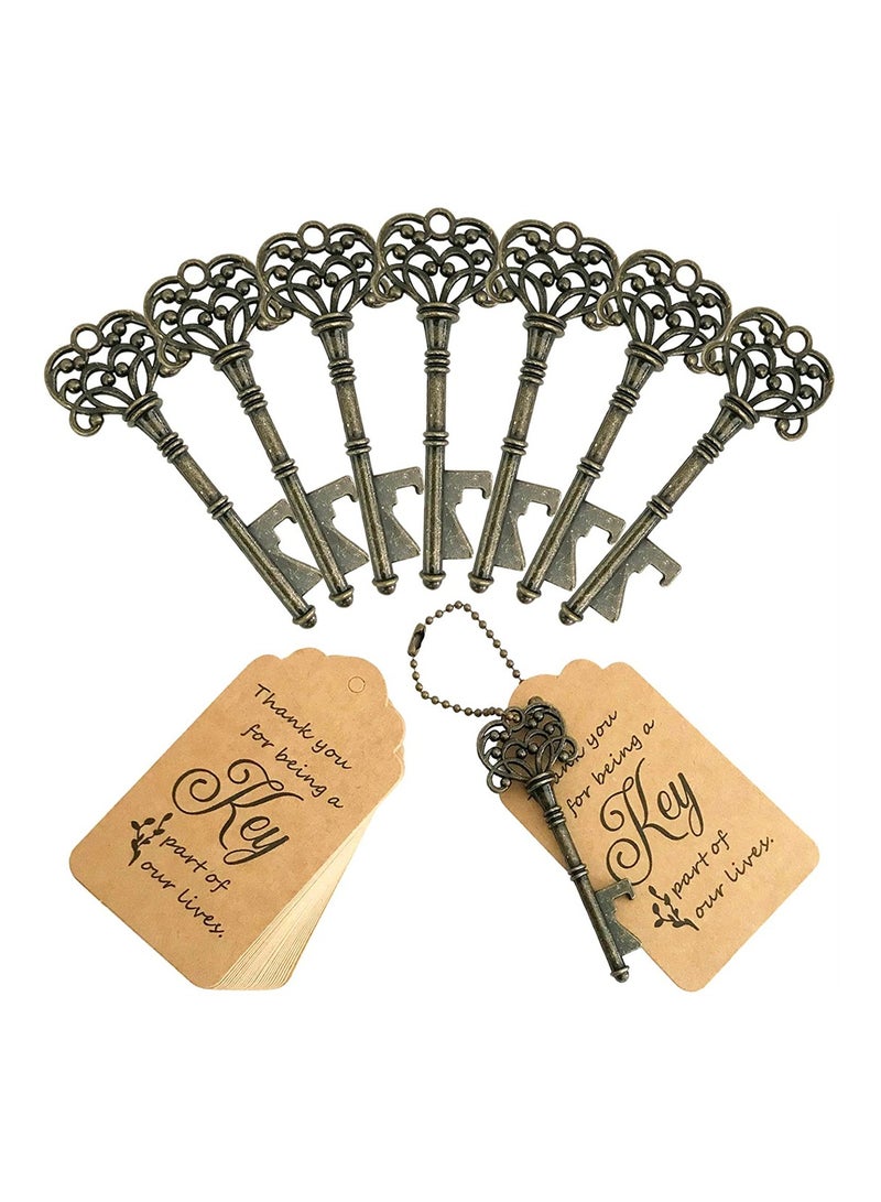 Key Bottle Openers, 10 Set Vintage Key Bottle Opener With Escort Card Tag And Key Chains, For Party And Festival Souvenir Gift