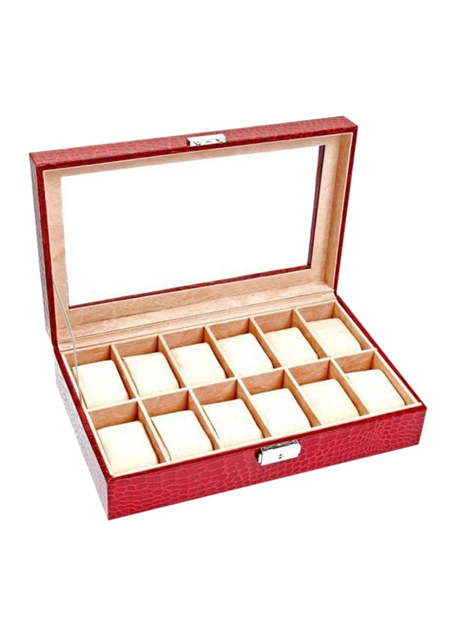 Men's 12 Compartments See Through Window Watch Box