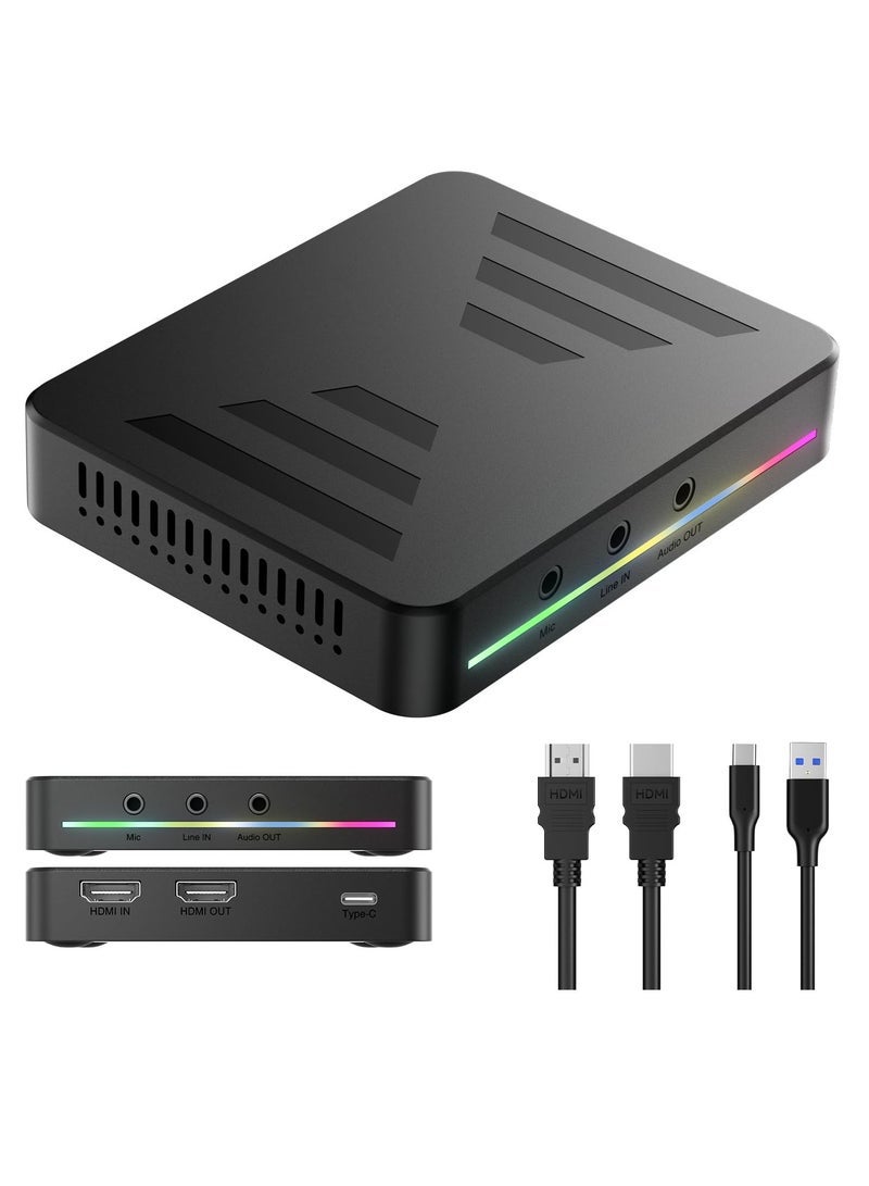 Card 4K@60Hz 1080p@240Hz 4K@30Hz 1080p@120Hz Pass Through Capture Card for Streaming and Gaming USB3.0 Video Capture Card for Xbox x s One, PS5 4 Switch Windows Mac HDR 10 and VRR Support