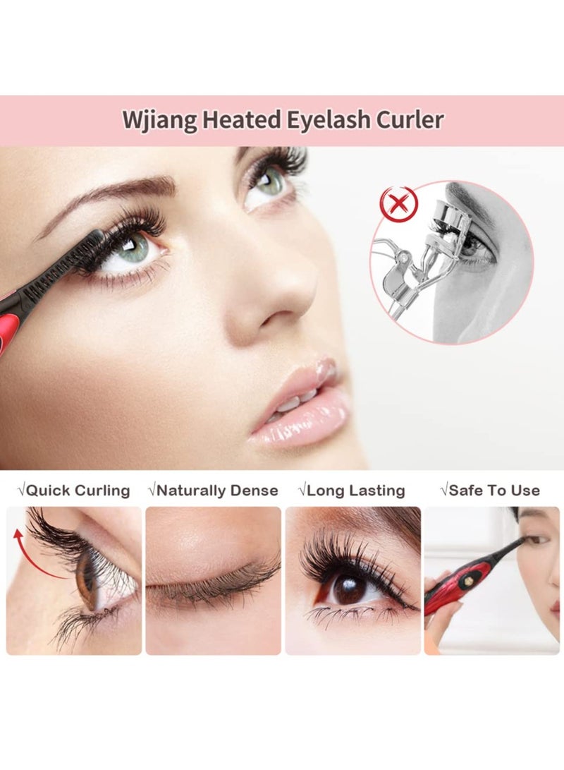 Heated Eyelash Curler, Portable USB Rechargeable Lash Curler, 2 in 1 Duble-Sided Electric Eyelash Curler Kit with Eyelash Comb, Long Lasting Eye Beauty Makeup Tool, 4 Temperature Adjustable