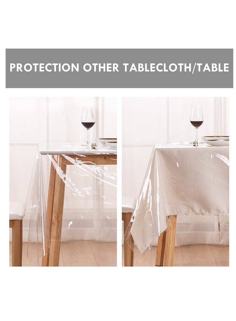 Rectangle Vinyl Tablecloth,100% Waterproof Heavy Duty Oil Spill Proof Stain Resistant Plastic PU Table Cover with Flannel Backing for Kitchen/Dining/Parties