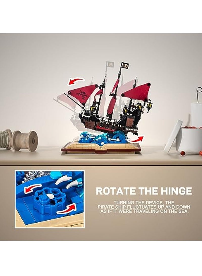 Queen Anne's Revenge Ship Grimoire Book Building Blocks Toy Set, Buildable Toy, Collectible, Gift for Adults and Kids (966 PCS)