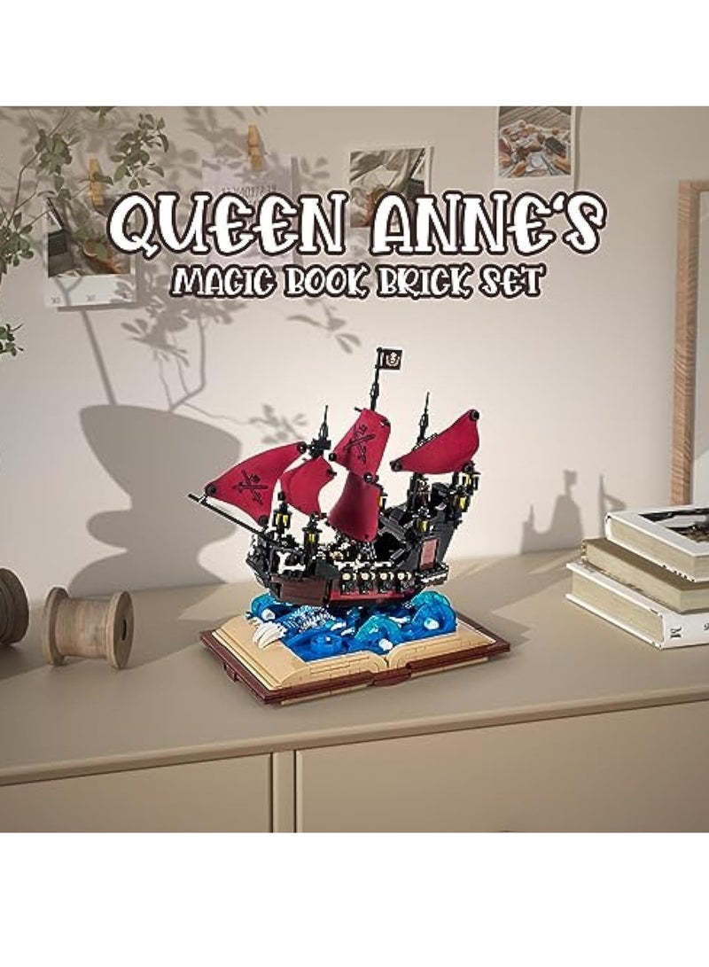 Queen Anne's Revenge Ship Grimoire Book Building Blocks Toy Set, Buildable Toy, Collectible, Gift for Adults and Kids (966 PCS)