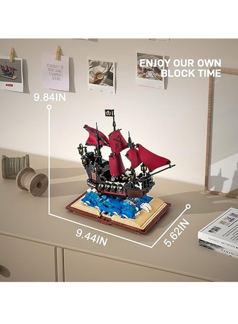 Queen Anne's Revenge Ship Grimoire Book Building Blocks Toy Set, Buildable Toy, Collectible, Gift for Adults and Kids (966 PCS)