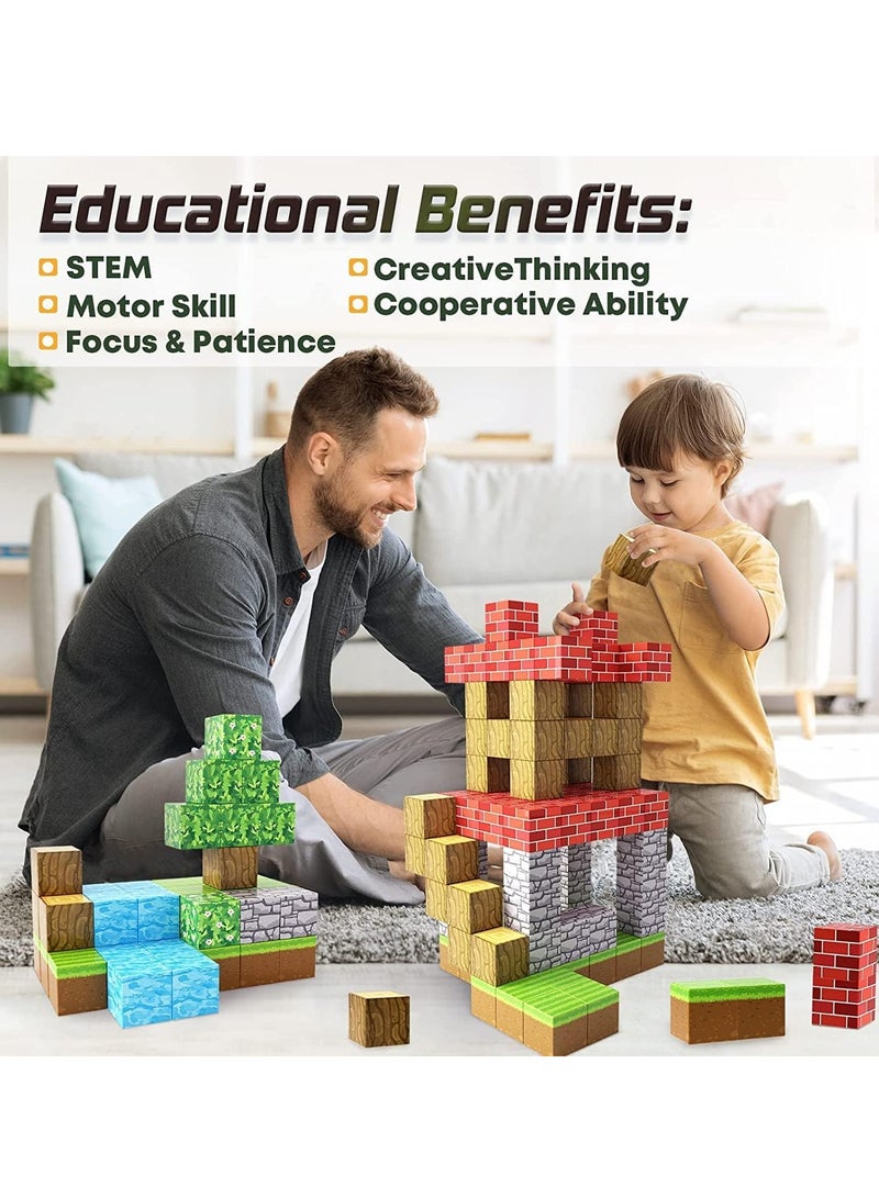 100PCS Magnetic Blocks-Build Mine Magnet World Set, Magnetic Blocks Building Toys,  Magnetic Tiles Building Blocks Toddler Toys, STEM Sensory Outdoor Toys, Magnet Toys for Boys & Girls Ages 5-7