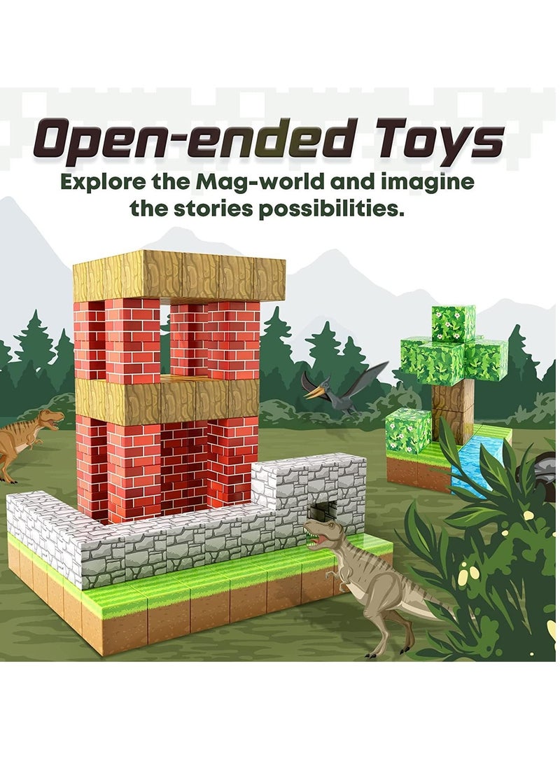100PCS Magnetic Blocks-Build Mine Magnet World Set, Magnetic Blocks Building Toys,  Magnetic Tiles Building Blocks Toddler Toys, STEM Sensory Outdoor Toys, Magnet Toys for Boys & Girls Ages 5-7