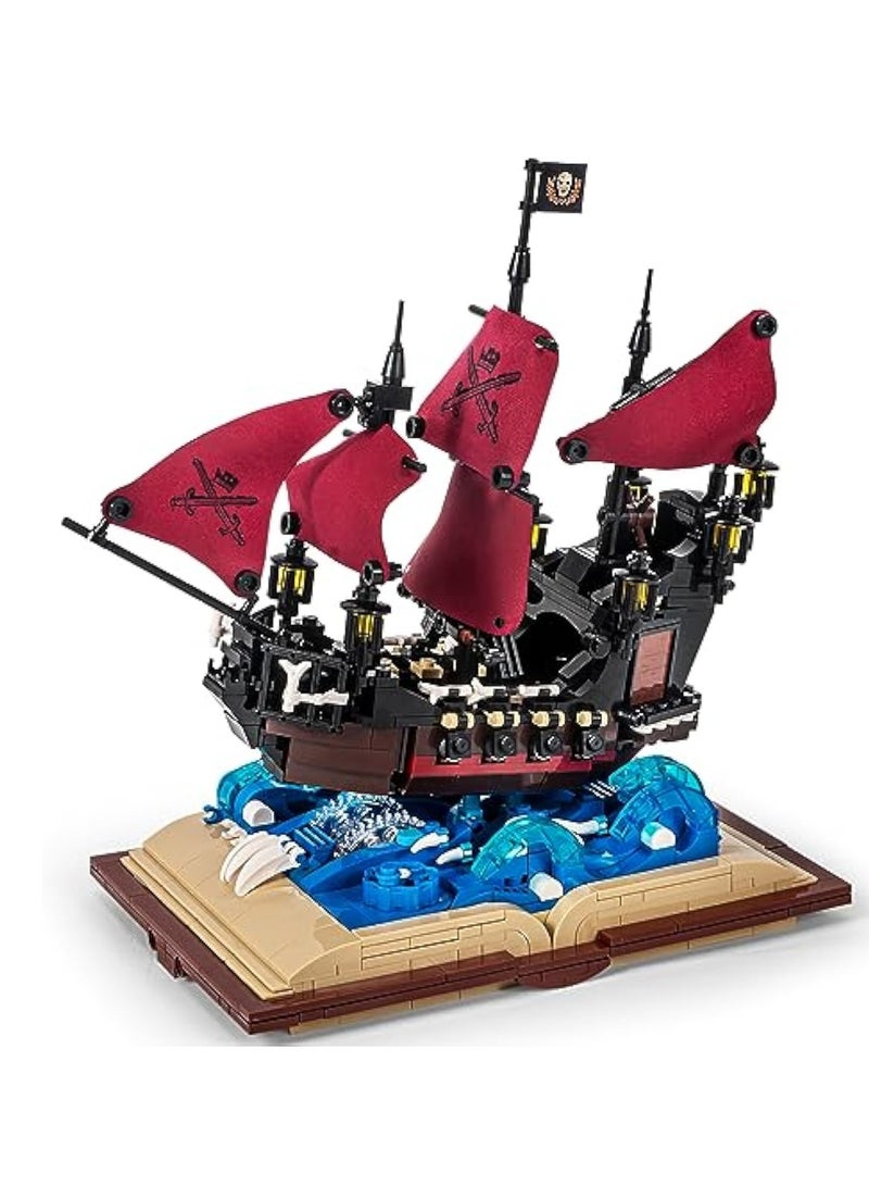 Queen Anne's Revenge Ship Grimoire Book Building Blocks Toy Set, Buildable Toy, Collectible, Gift for Adults and Kids (966 PCS)